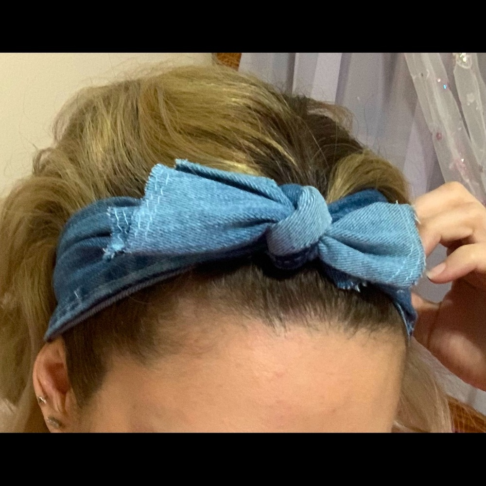 🛍️Demin jeans hair headband bandanna